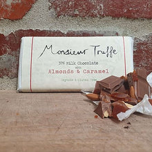 Load image into Gallery viewer, Monsieur Truffe - 37% Organic Milk Chocolate with Organic Almonds &amp; Caramel
